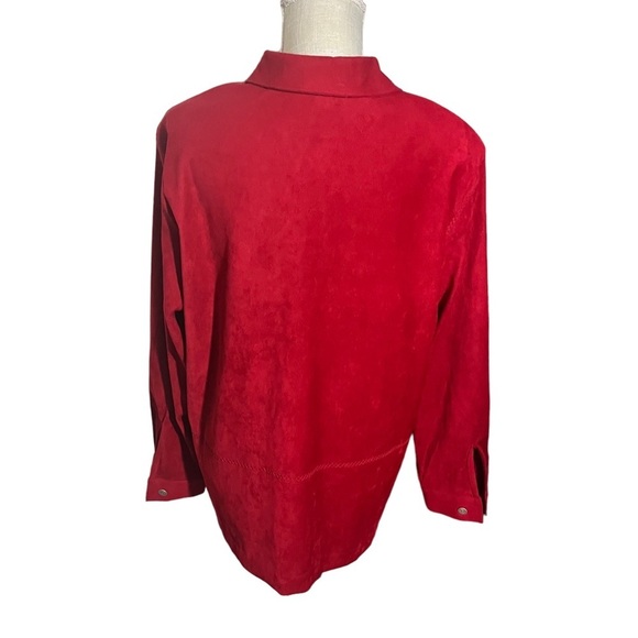Alfred Dunner Women Crimson 6 Button Long Sleeve Shirt Jacket Shackwt Sz 12 EUC - Picture 4 of 12